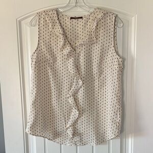 Chic Cream Sleeveless Ruffle Blouse